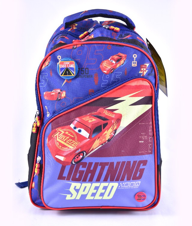 Ghiozdan imprimeu Cars, material impermeabil, barete buretate, buzunare plasa - imagine 5